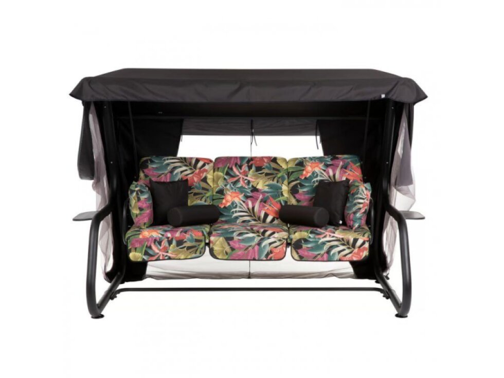 Zahradní houpačka Venezia Lux Black Edition s moskytiérou, polštářky a bočními stolky G052-23IB PATIO