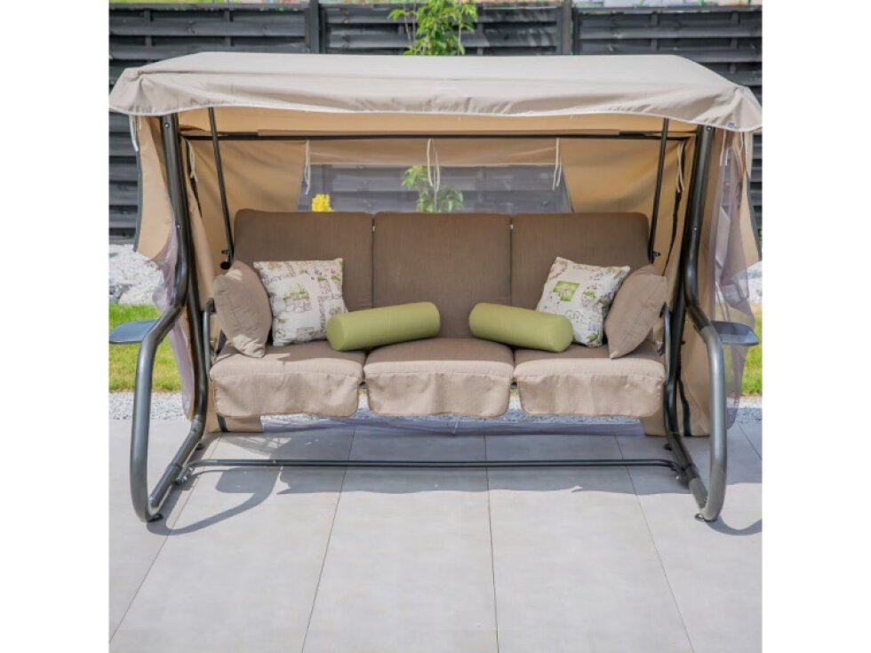 Zahradní houpačka Venezia Lux s moskytiérou, polštářky a bočními stolky D022-04EB PATIO