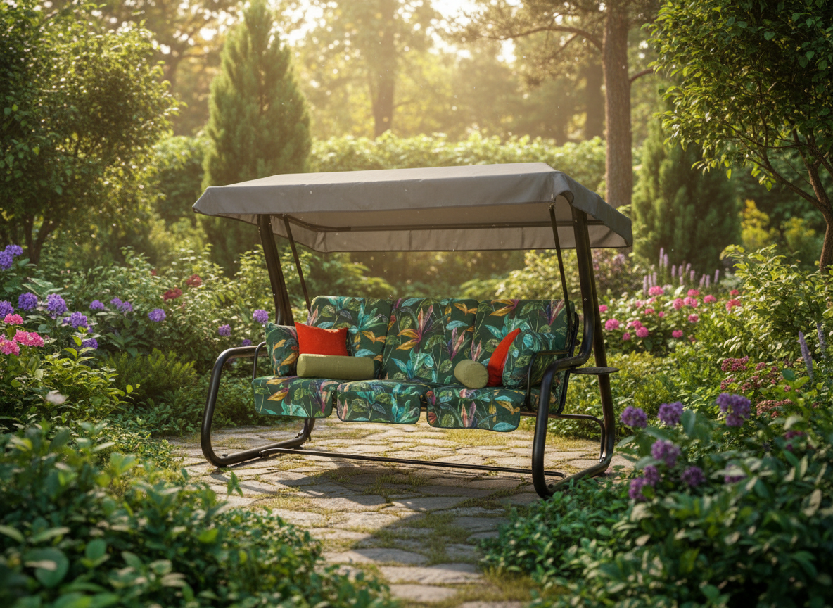 Zahradní houpačka Venezia Lux s moskytiérou, polštářky a bočními stolky G058-02PB PATIO