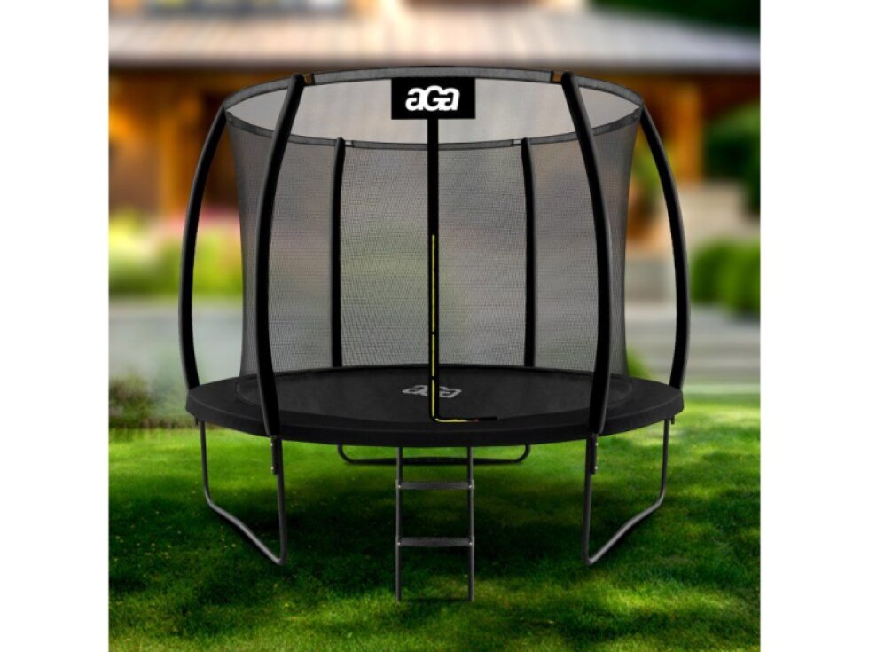 Aga Trampolína SPORT EXCLUSIVE, s příslušenstvím, 305 cm, černá, nosnost 180 kg, vnitřní síť, 60 pružin