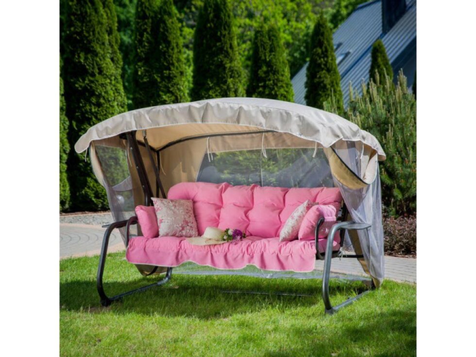 Zahradní houpačka Ravenna Lux s moskytiérou a s bočními stolky D042-23DW PATIO