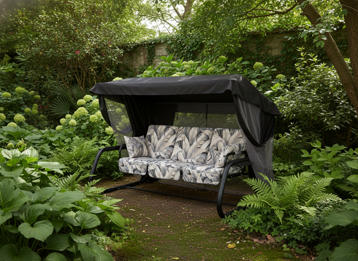 Zahradní houpačka Venezia s moskytiérou a bočními stolky G057-06PB PATIO