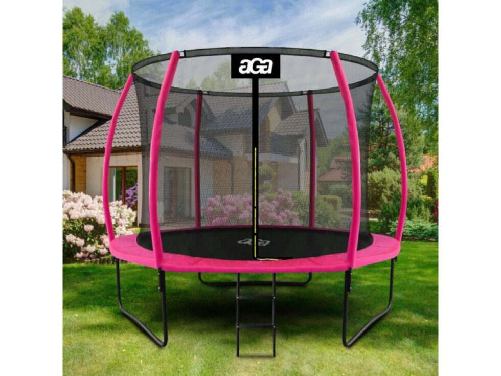 Trampolína SPORT EXCLUSIVE 305 cm Růžová s ochrannou sítí a žebříkem