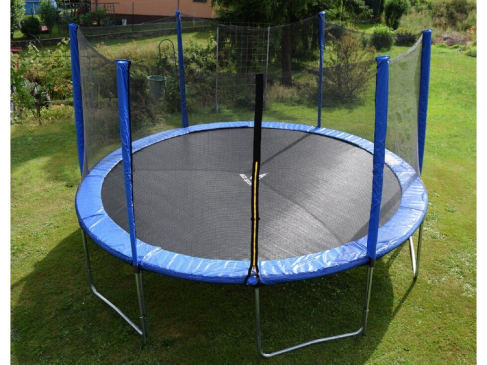 Aga Sport Pro Trampolína, Průměr 400 cm, Nosnost 150 kg, Vnější síť, Stabilní, Modrá, 84 pružin, Výška 241 cm, Věk 8+ let
