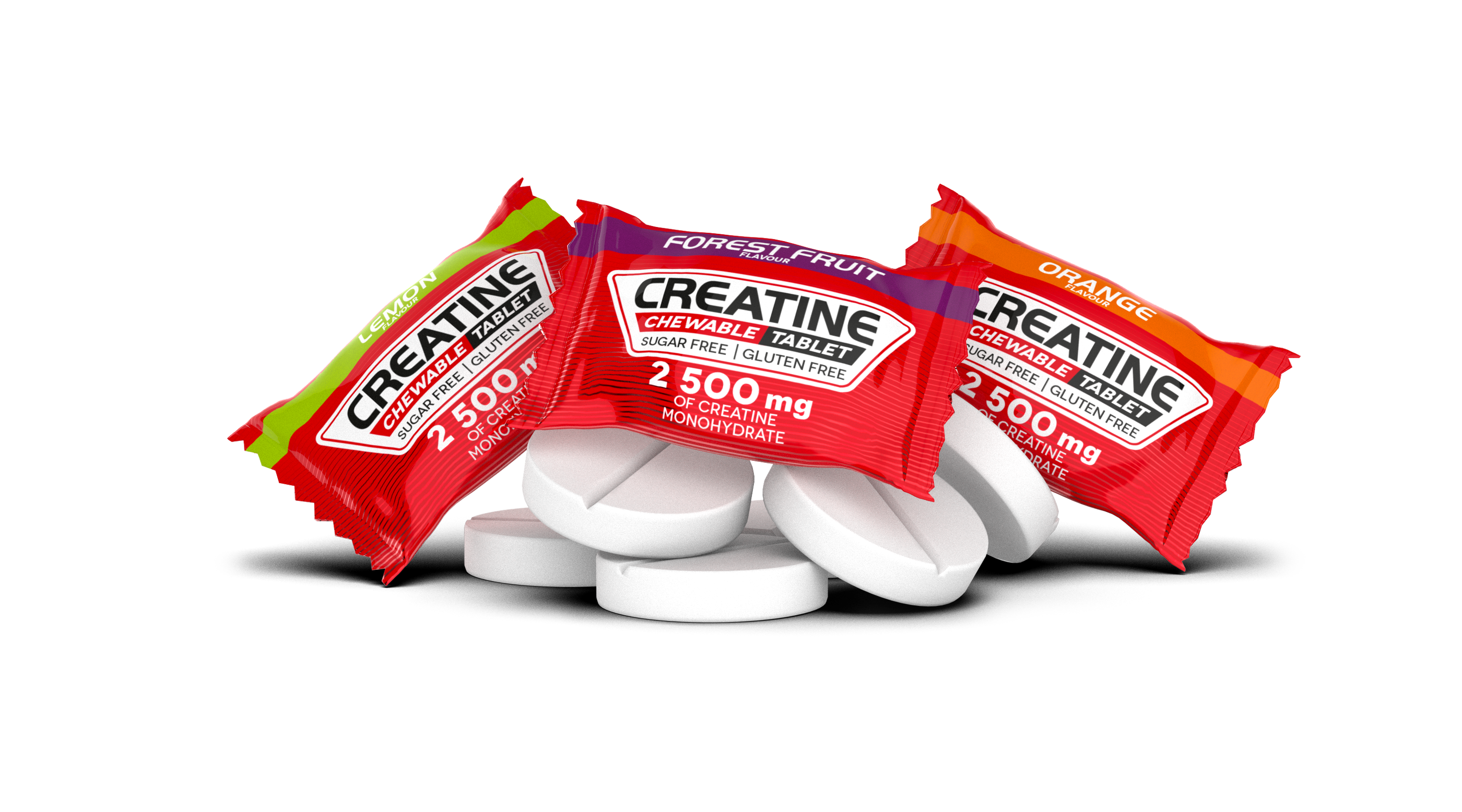 Creatine monohydrate 2500mg Chewables Tabs Zero Sugar Multi-flavour