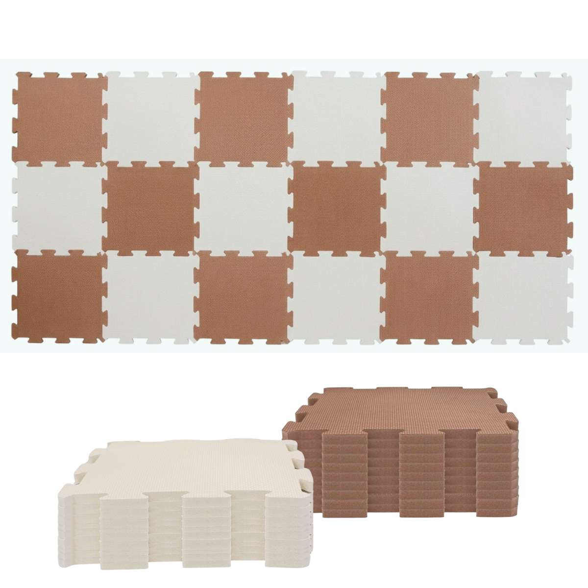 NIDO NIDO Pěnová hrací podložka Puzzle 18ks Caramel/Ivory White