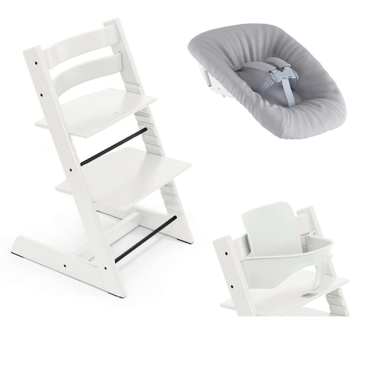 STOKKE Tripp Trapp Bundle White + Newborn set Grey