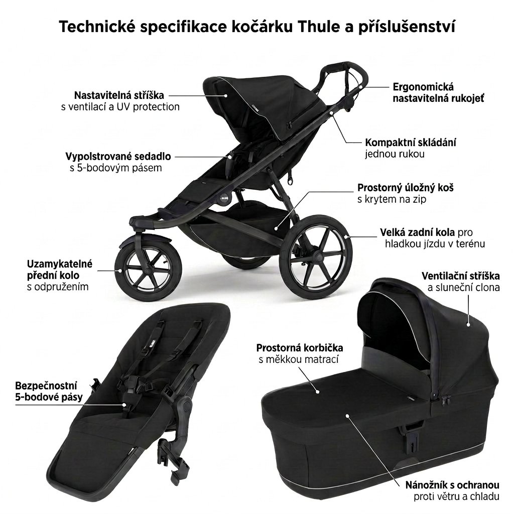 THULE Urban Glide 3 Kočárek od narození Set F - Black