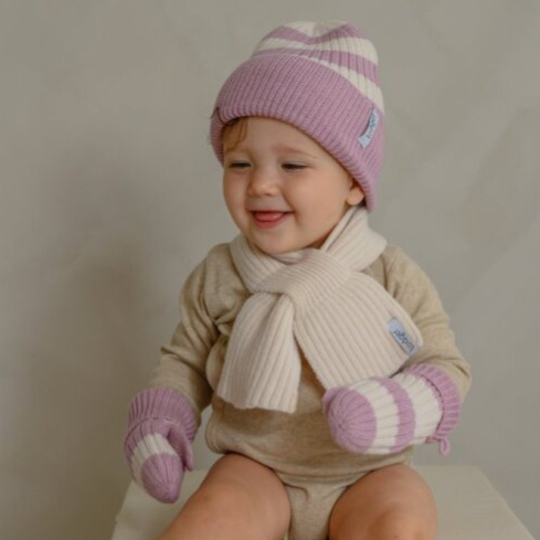 LODGER Čepice Stripe Merino Mauve