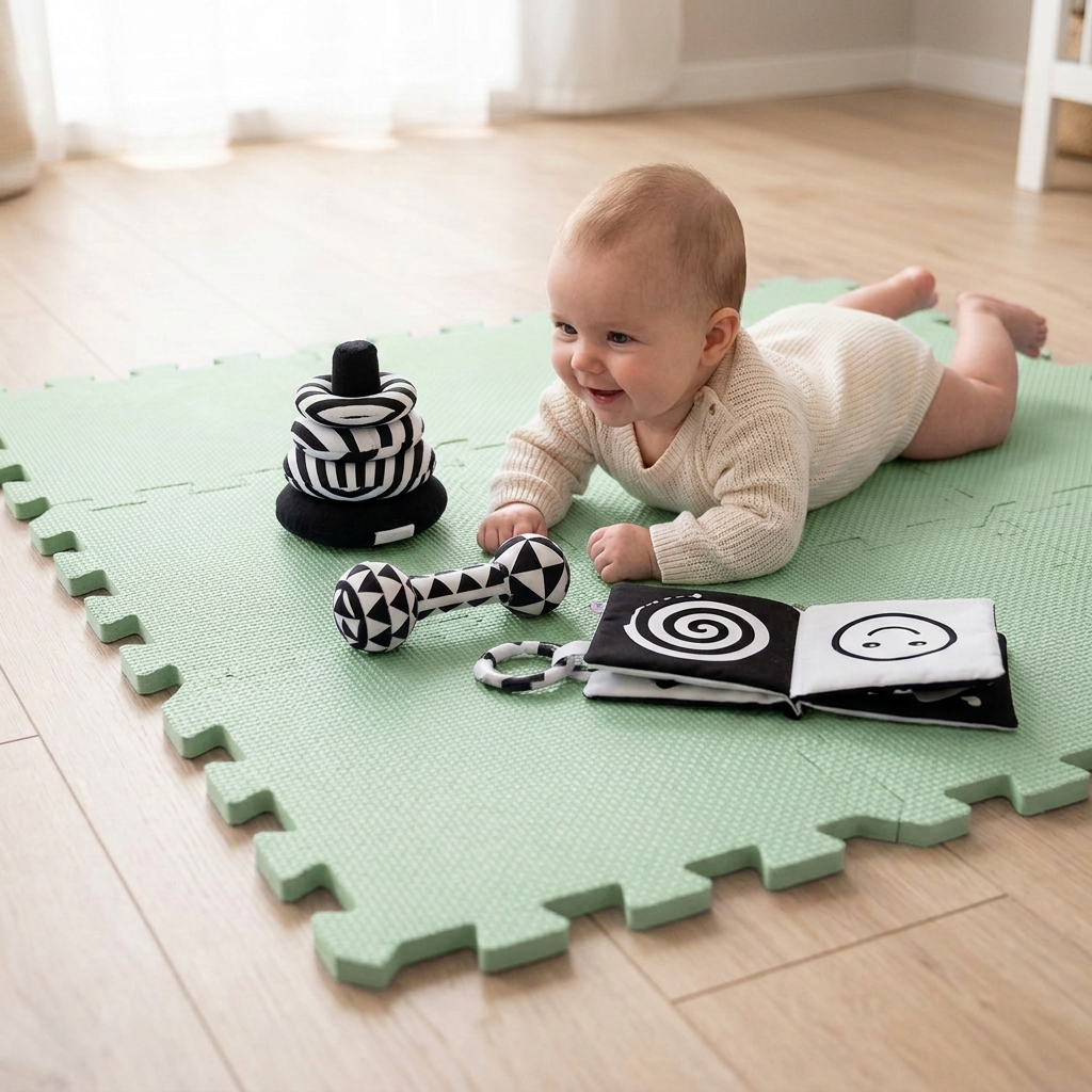 NIDO NIDO Pěnová hrací podložka Puzzle 9ks Sage Green