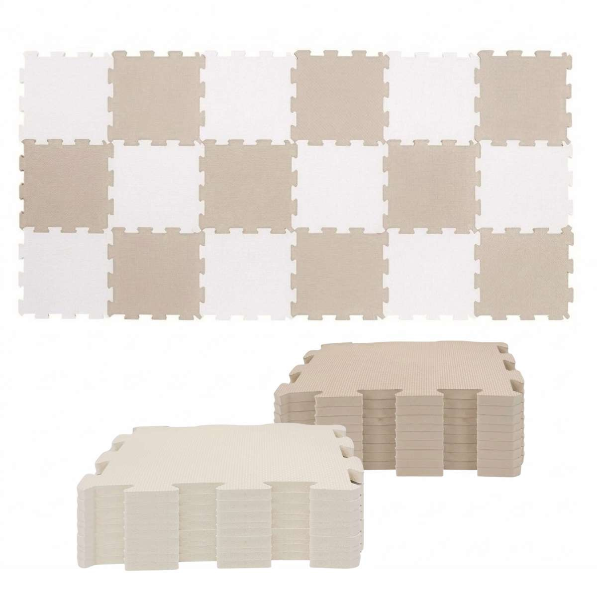 NIDO NIDO Pěnová hrací podložka Puzzle 18ks Ivory White/Sandstone