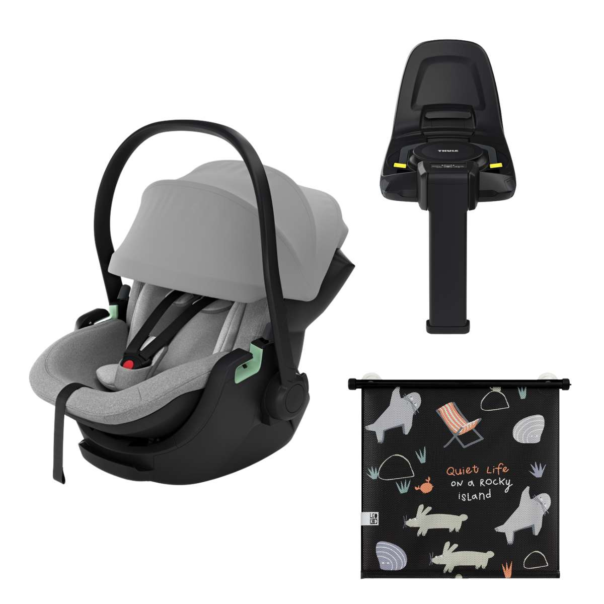 THULE Výhodný set Základna Alfi + Autosedačka Maple Light Grey + Sluneční clona