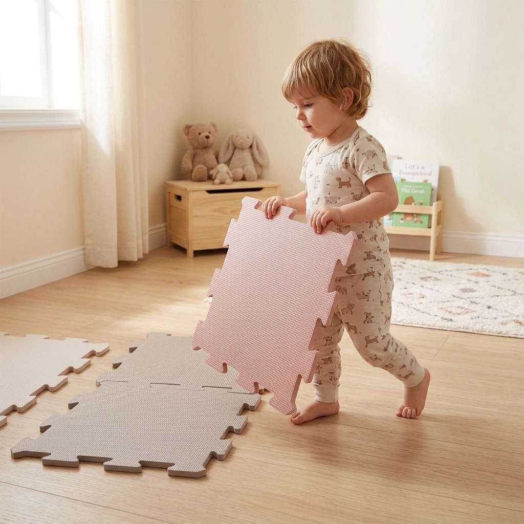 NIDO NIDO Pěnová hrací podložka Puzzle 9ks Taupe Pink