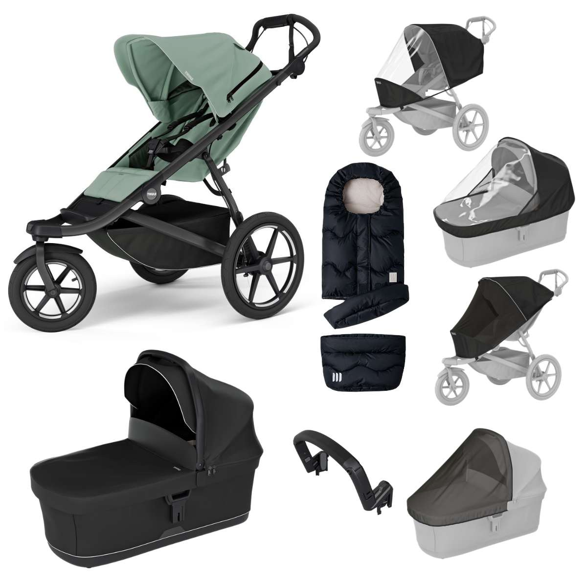 THULE Urban Glide 3 Kočárek od narození Set E - Mist Green/Black