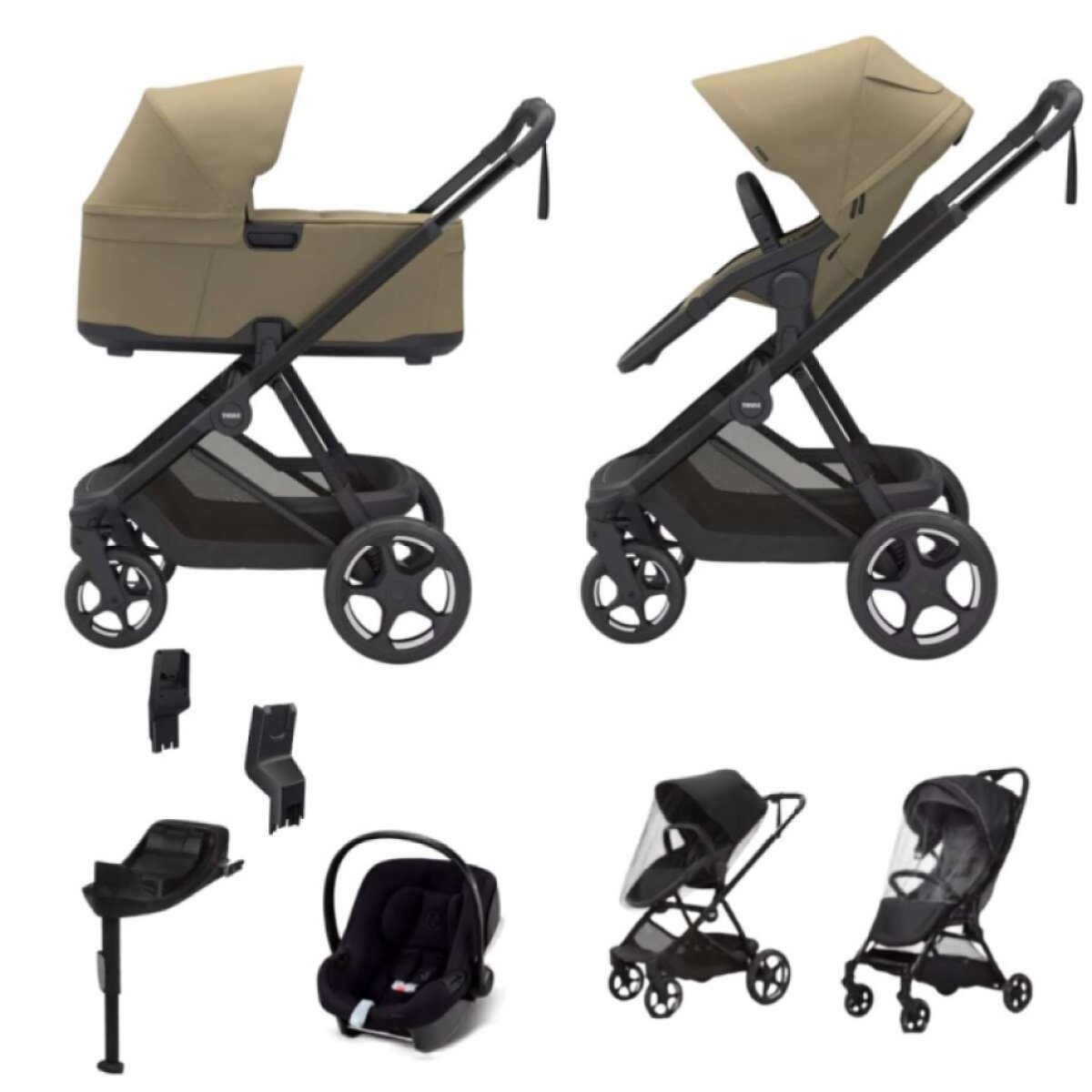THULE Charm Kočárek trojkombinace set A Faded Khaki