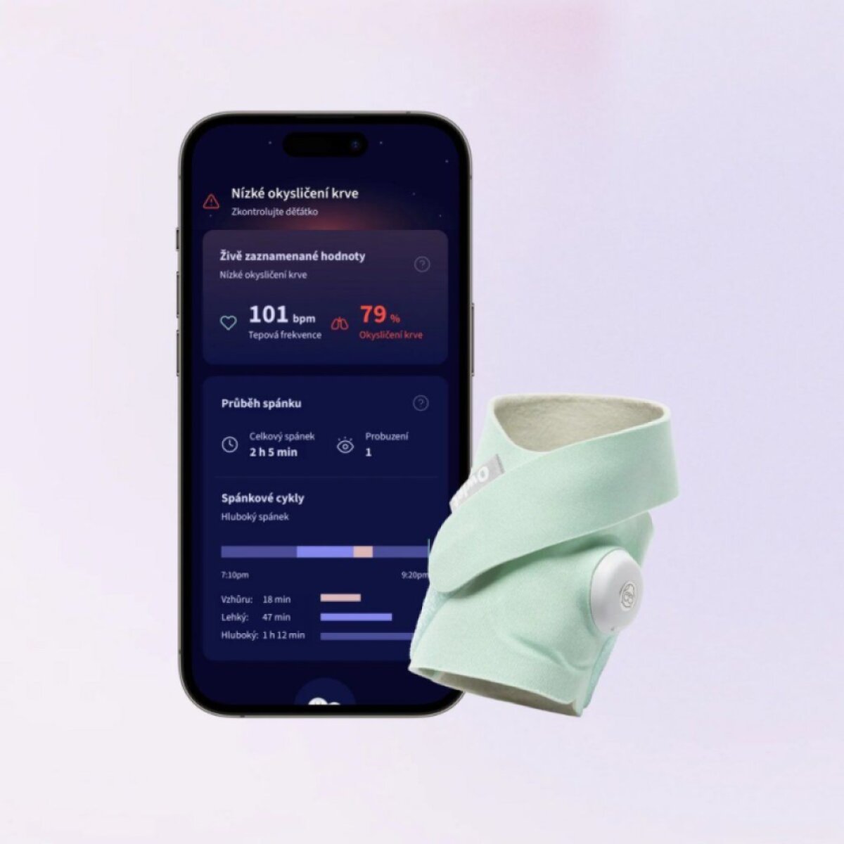 OWLET Dream Sock Chytrá ponožka s zdravotnickou certifikací 0-18 měsíců Světle zelená
