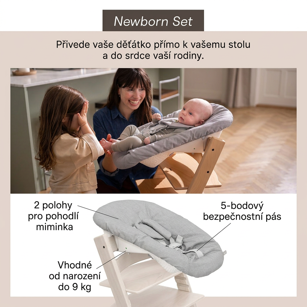 STOKKE Tripp Trapp Židlička s Newborn setem a dekou Natural/Vanilla/Golden Sand