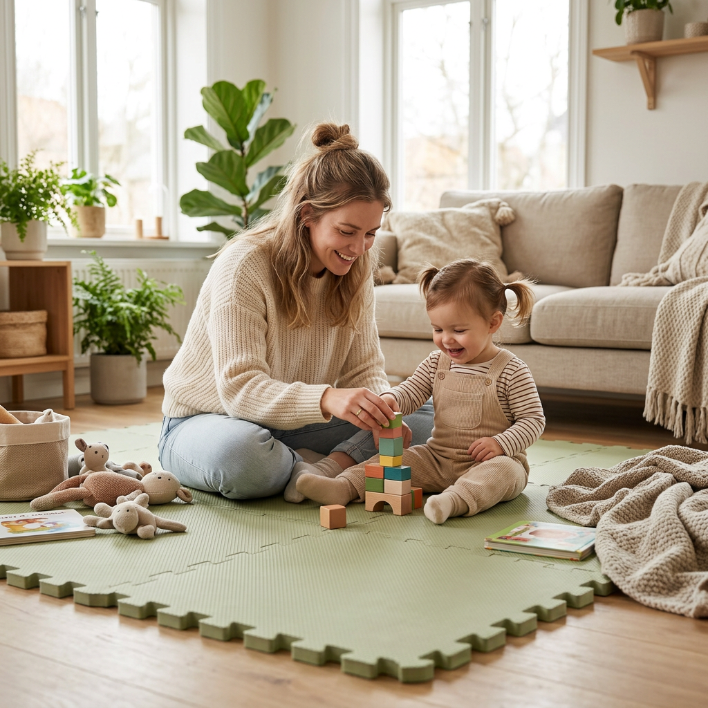 NIDO NIDO Pěnová hrací podložka Puzzle 18ks Ivory White/Vanilla