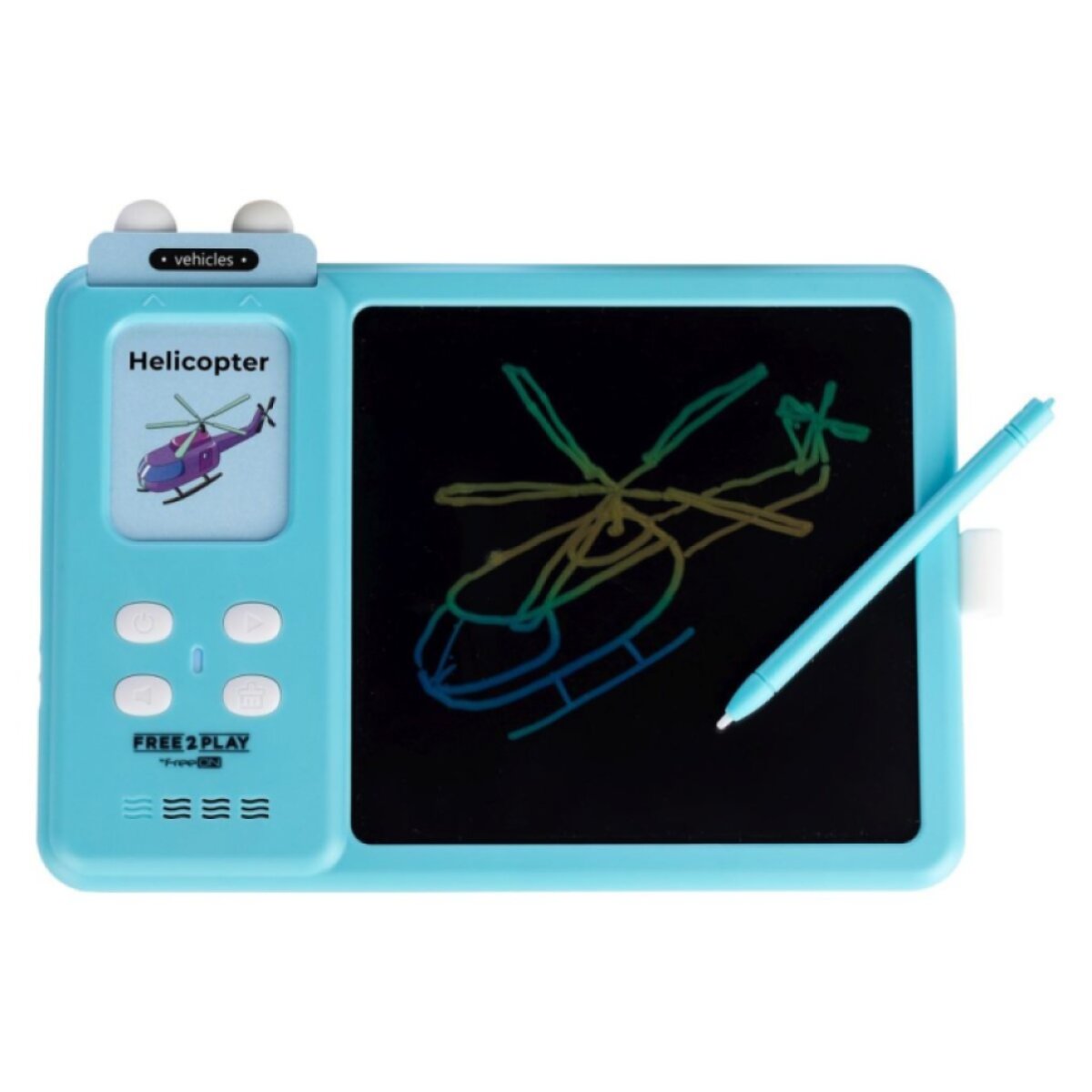 FREEON Free2Play Interaktivní LCD tabulka 2v1 pro výuku angličtiny Kiddigit Blue