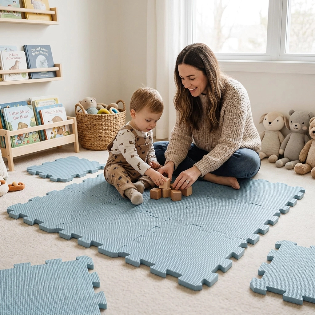 NIDO NIDO Pěnová hrací podložka Puzzle 9ks Dusty Blue