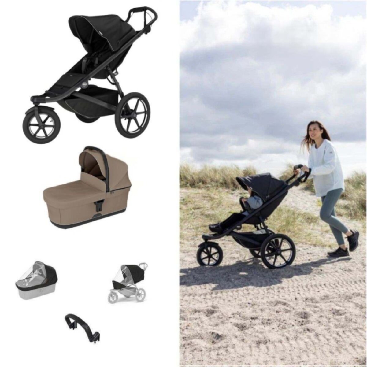 THULE Urban Glide 3 Kočárek od narození Set B - Nutria Green Black