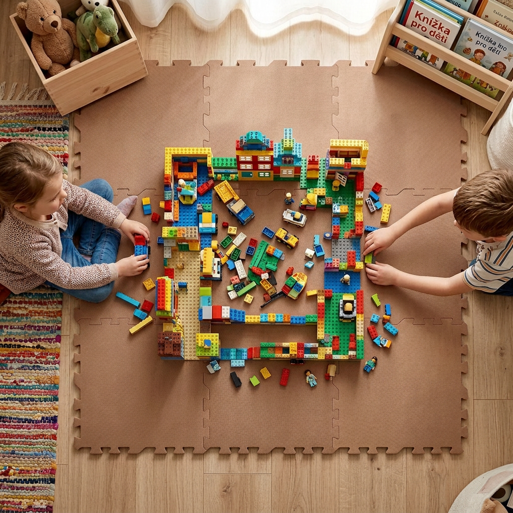 NIDO NIDO Pěnová hrací podložka Puzzle 36 ks 180 x 180 cm Caramel