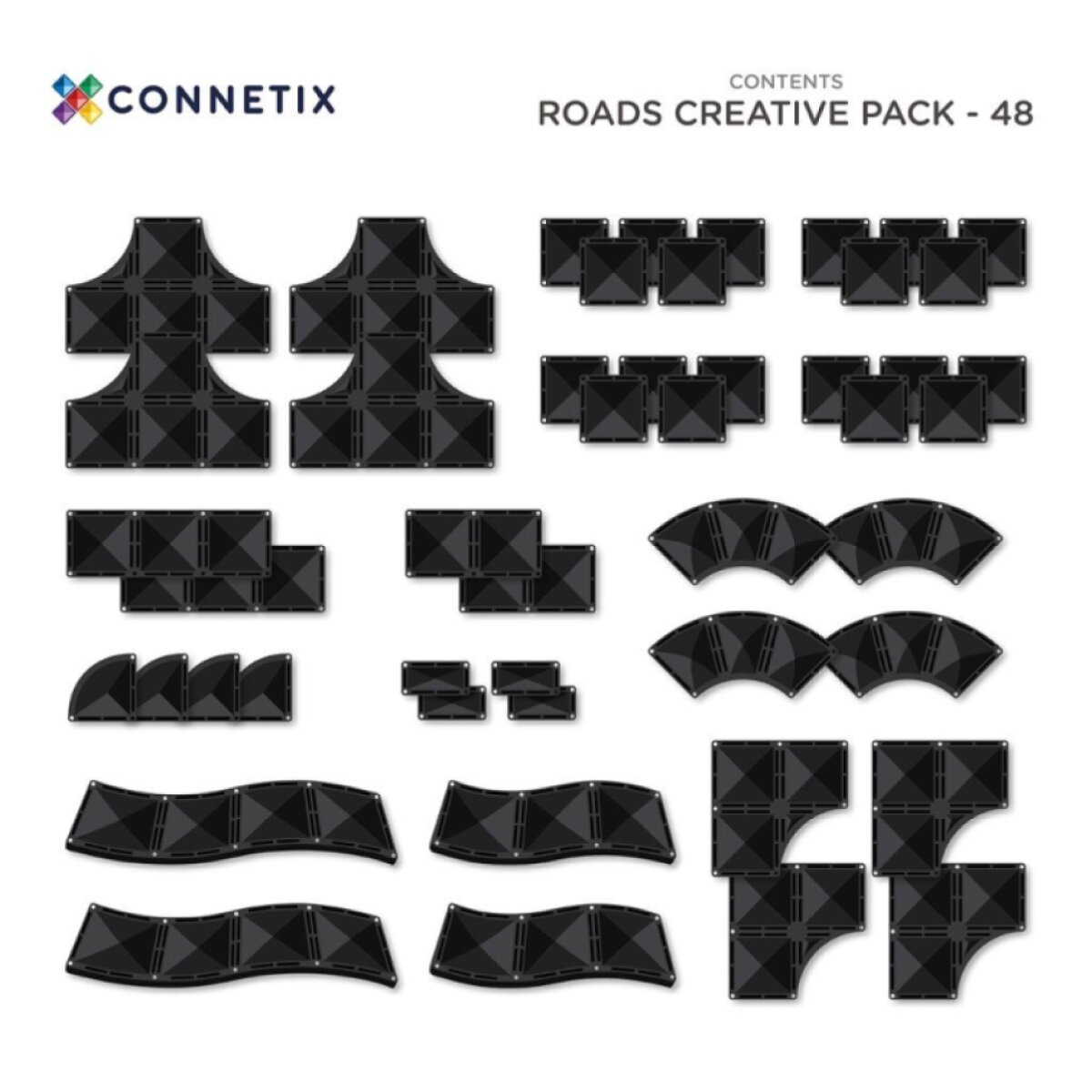 CONNETIX Magnetická autodráha Creative Roads Pack 48 ks
