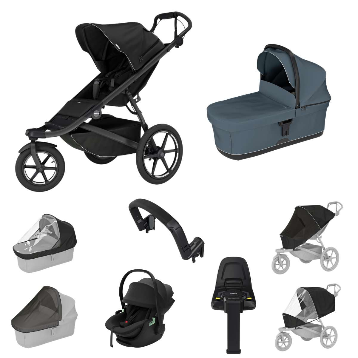 THULE Urban Glide 3 Kočárek trojkombinace Set C - Black Dark Slate