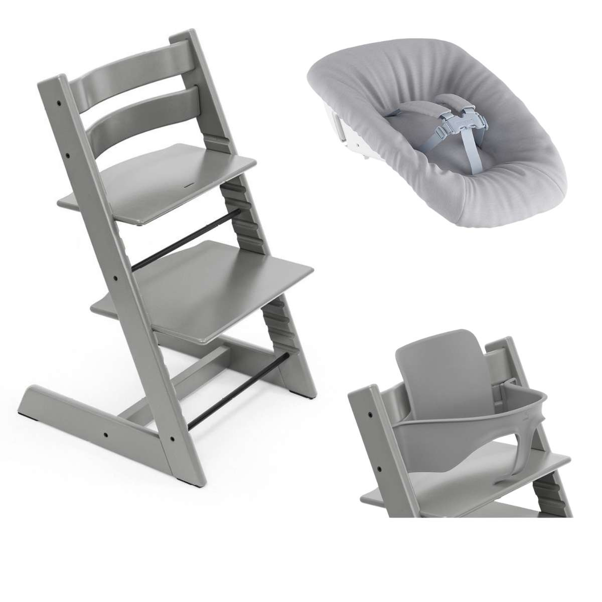 STOKKE Tripp Trapp Bundle Storm Grey + Newborn set Grey