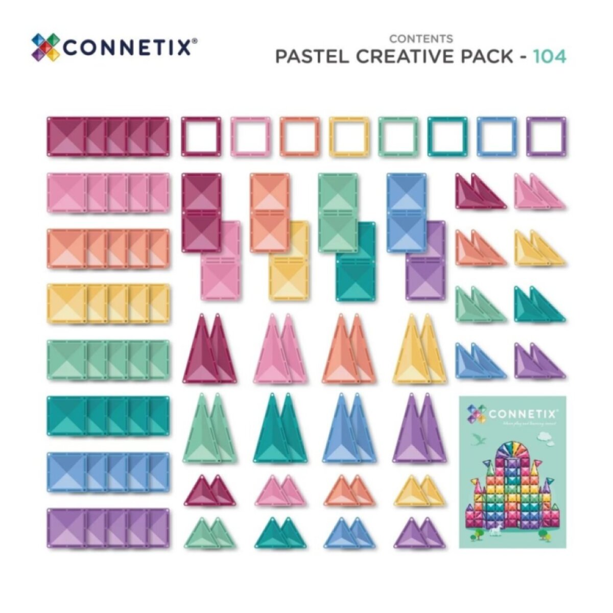 CONNETIX Magnetická stavebnice Pastel Creative Pack 104 ks