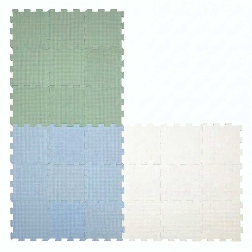 NIDO NIDO Pěnová hrací podložka Puzzle 27ks Sage Green/Ivory White/Dusty Blue