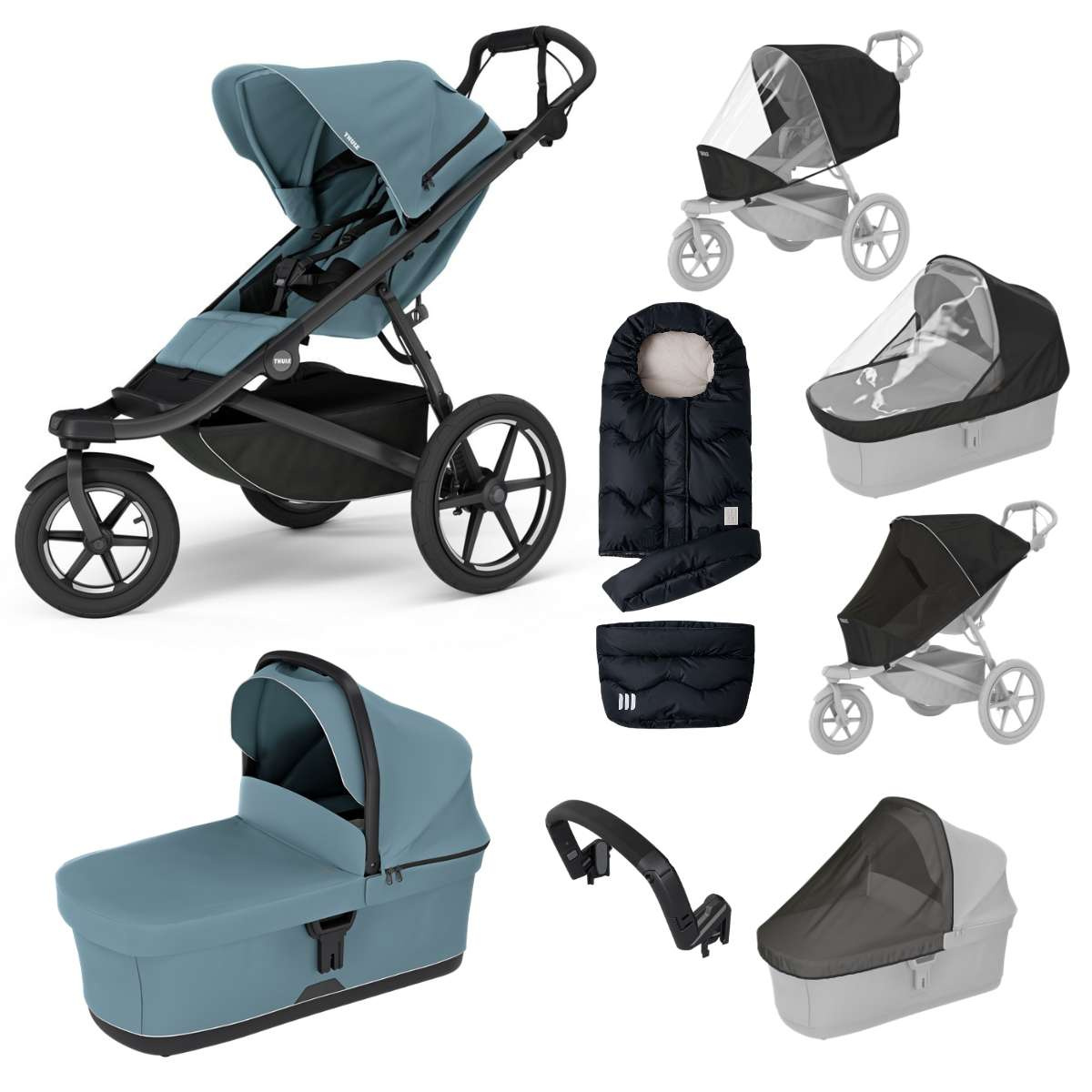 THULE Urban Glide 3 Kočárek od narození Set E - Mid Blue/Black