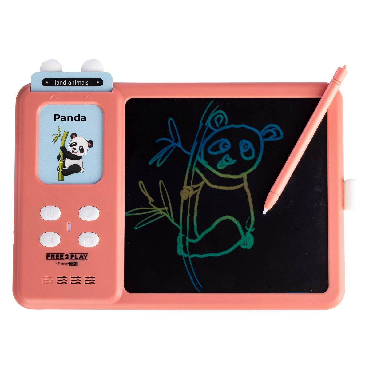 FREEON Free2Play Interaktivní LCD tabulka 2v1 pro výuku angličtiny Kiddigit Pink
