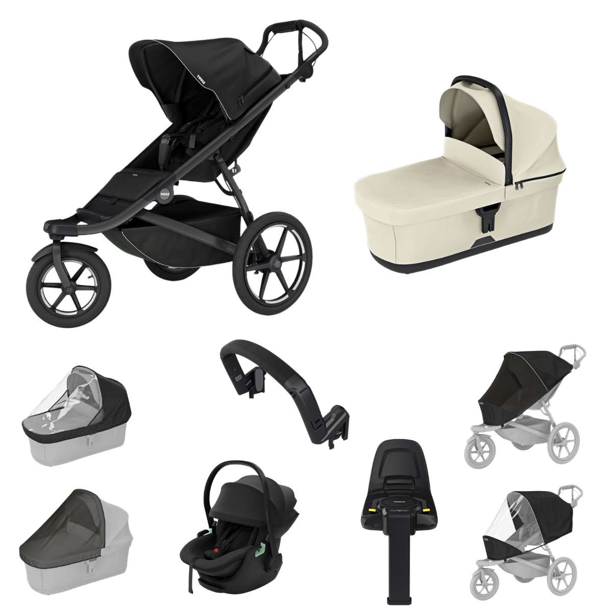 THULE Urban Glide 3 Kočárek trojkombinace Set C - Black Soft Beige