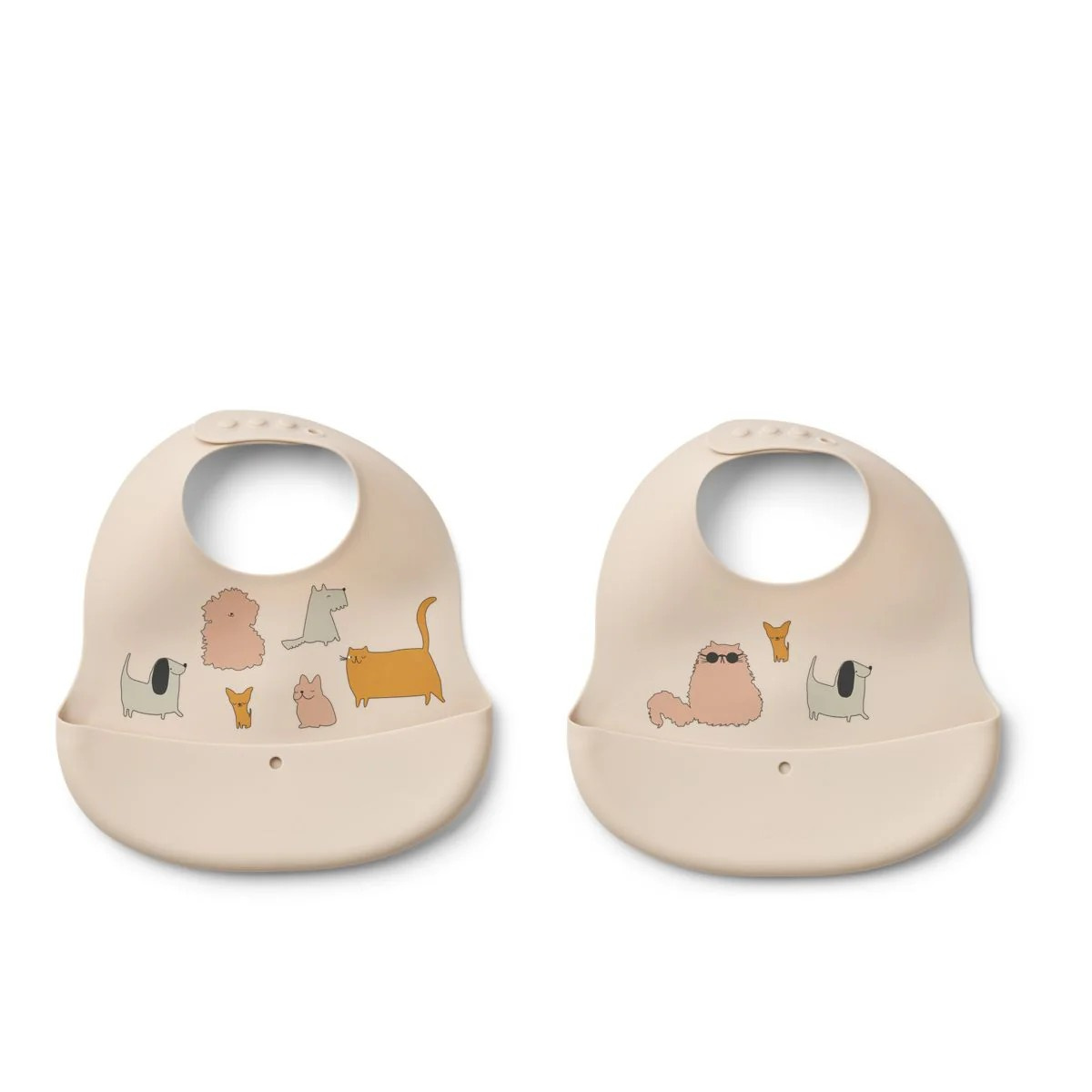 LIEWOOD Ember Silikonový bryndák 2 ks Elephant/Creme de la Creme