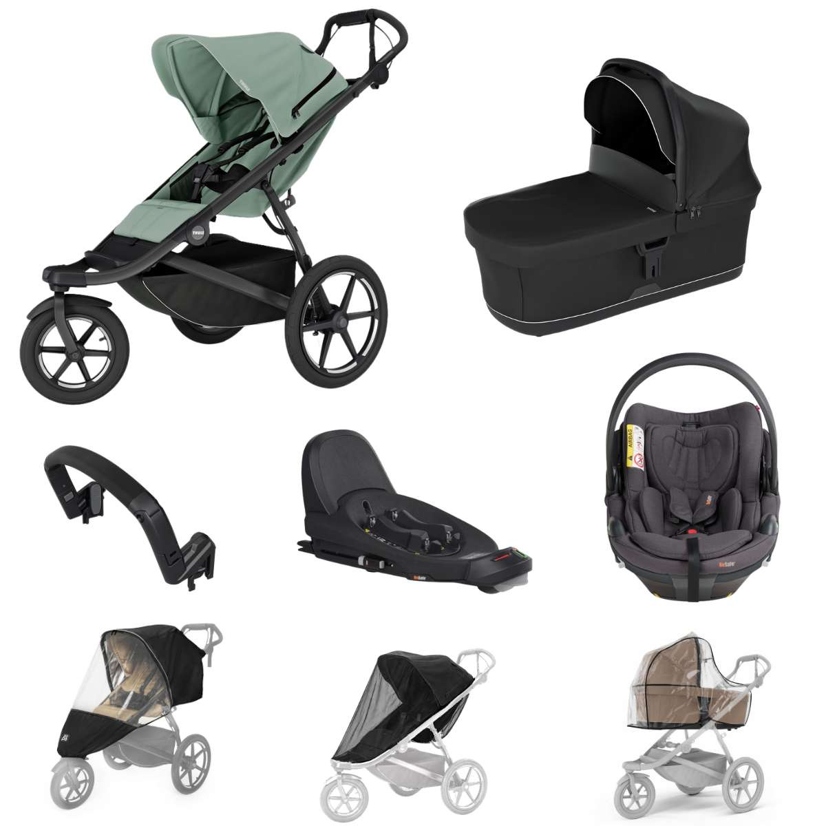THULE Urban Glide 3 Kočárek trojkombinace Set E - Mist Green/Black