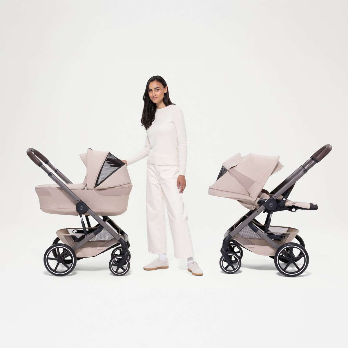 CYBEX Balios S Lux Kompletní kočárek se skládací korbičkou Taupe Almond Beige