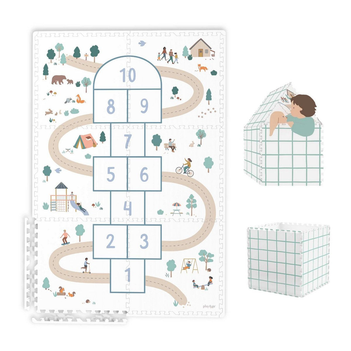 PLAY AND GO Tiloo EEVAA Podložka na hraní a domeček Hopscotch