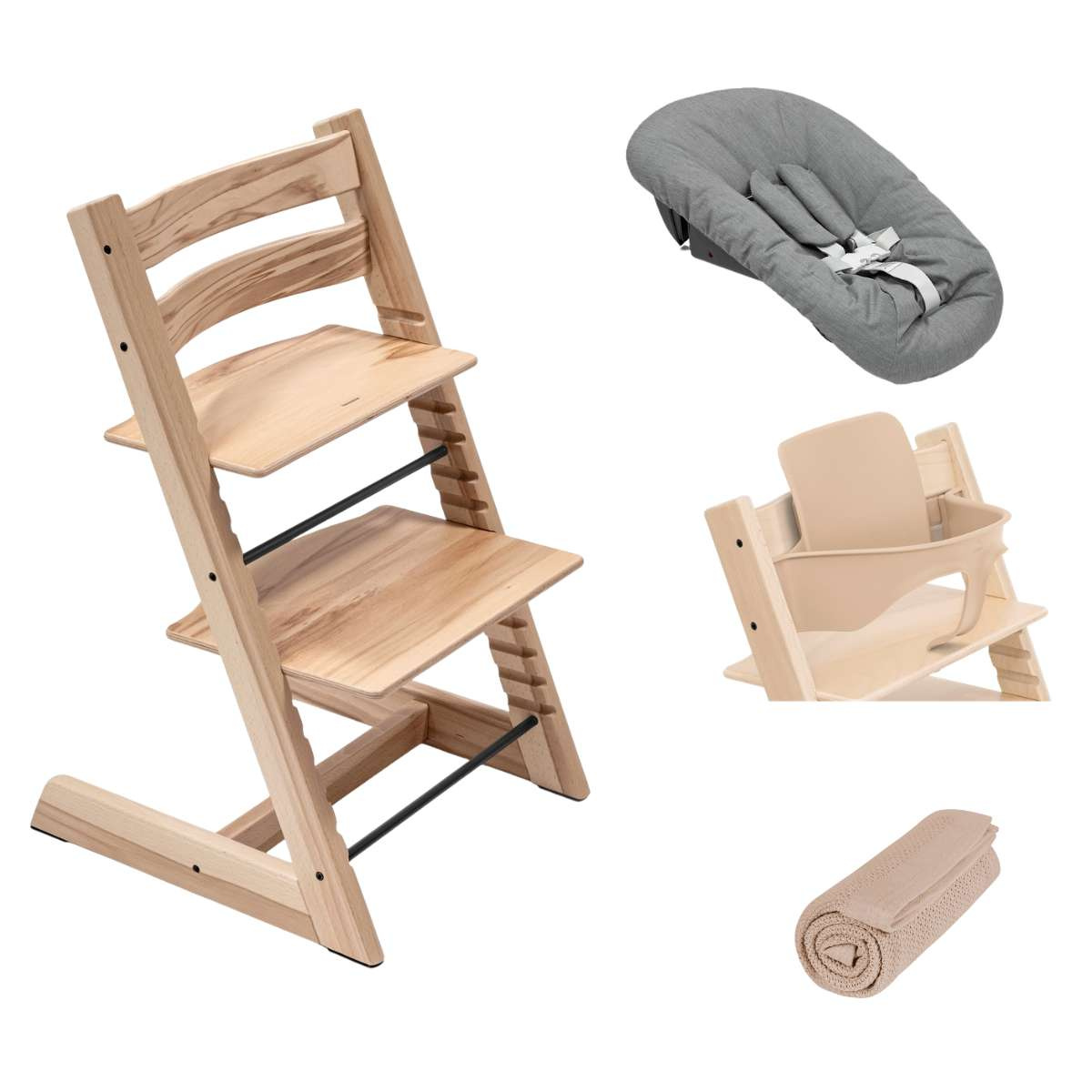 STOKKE Set Tripp Trapp Židlička + Baby set + Newborn set Wild/Anthracite + deka Golden Sand