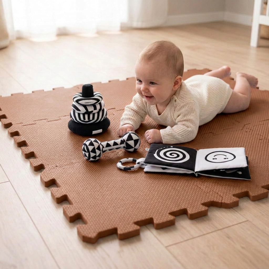 NIDO NIDO Pěnová hrací podložka Puzzle 9ks Caramel