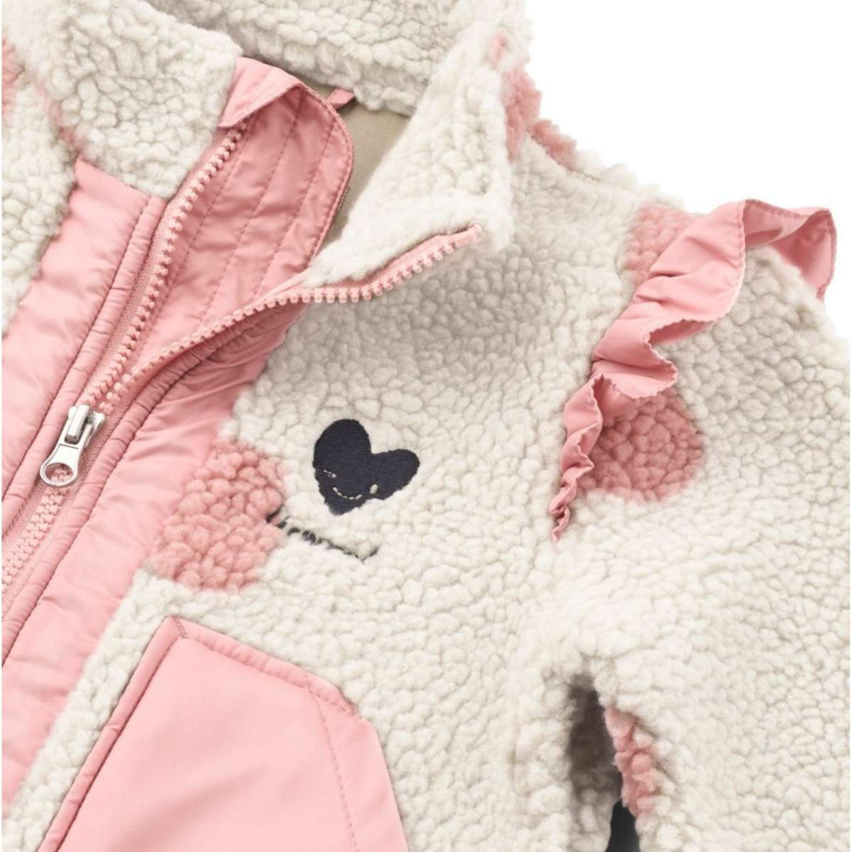 LIEWOOD Noam Dětská fleecová mikina s volánky Spot Dot Sandy/Rose Blush mix