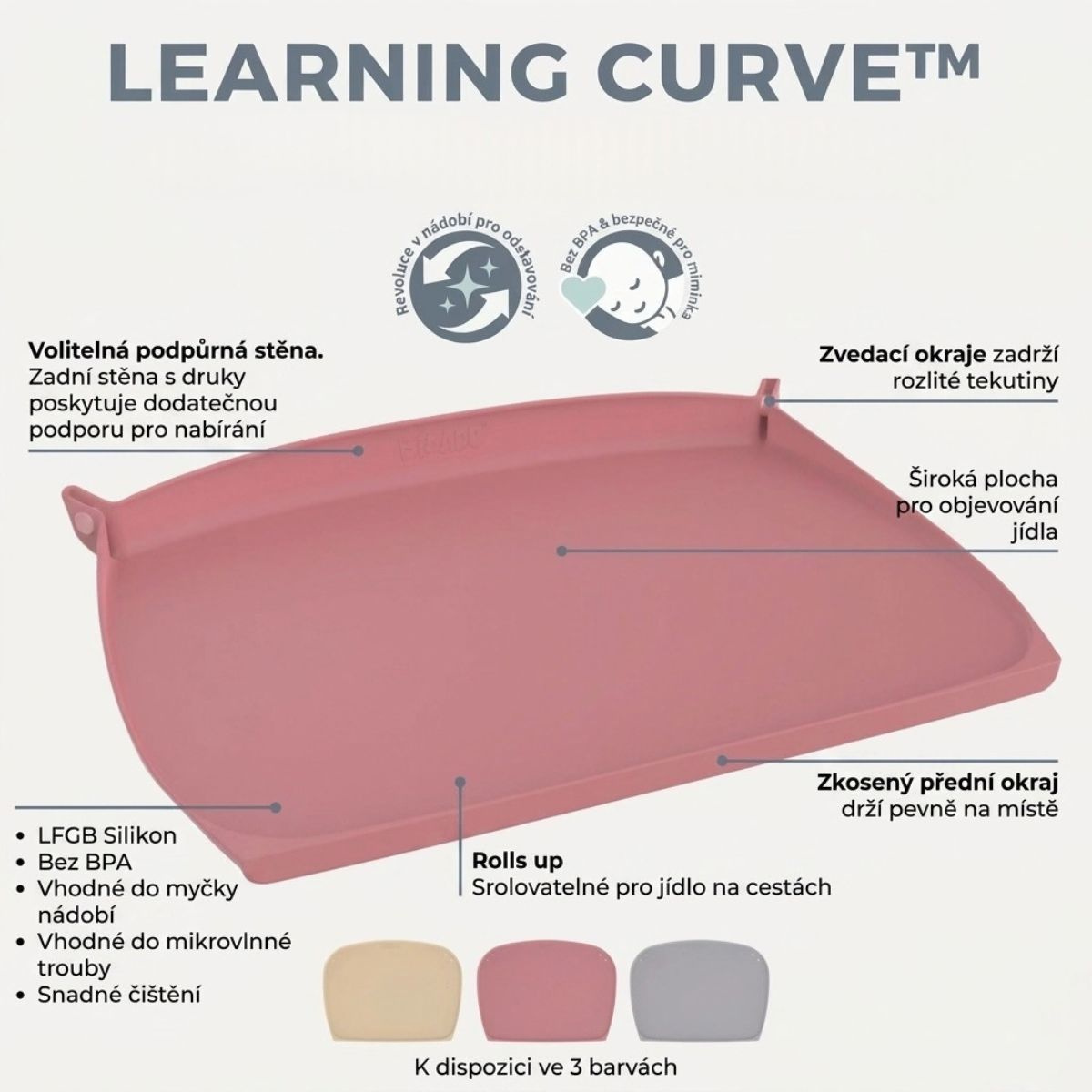 Bibado Learning Curve™ Silikonová podložka na stůl - Blush