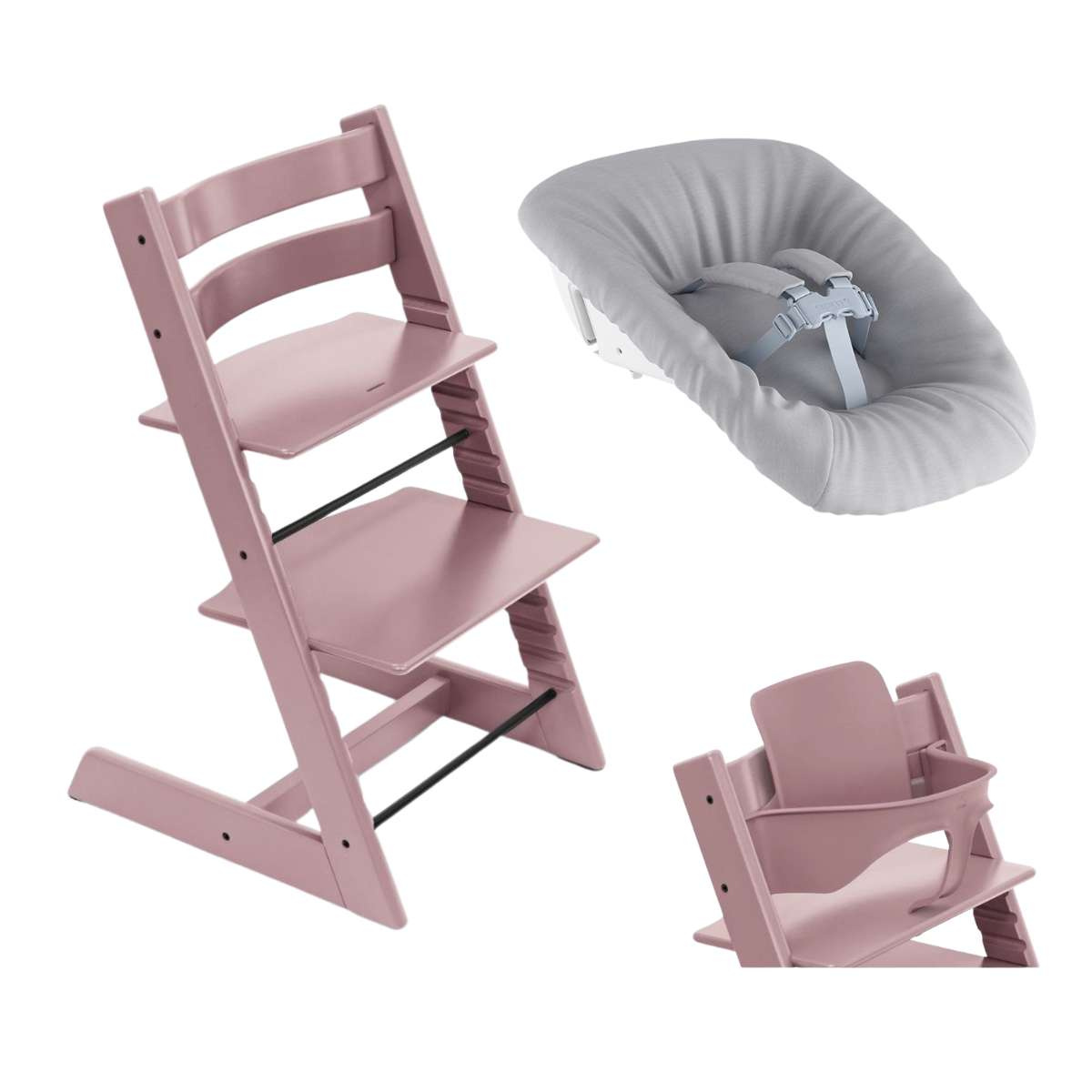 STOKKE Tripp Trapp Židlička a Baby set Heather Mauve + Newborn set Grey