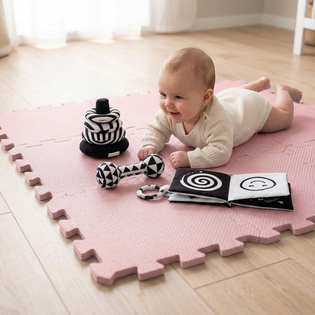 NIDO NIDO Pěnová hrací podložka Puzzle 9ks Taupe Pink