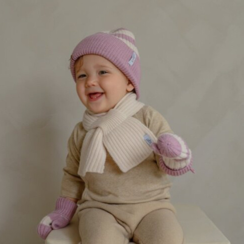 LODGER Rukavice Stripe Merino Mauve