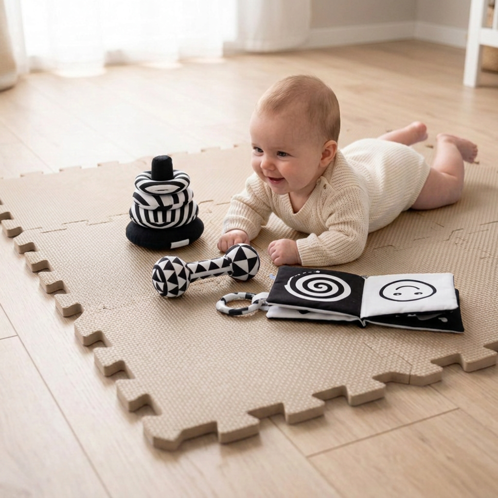 NIDO NIDO Pěnová hrací podložka Puzzle 9ks Sandstone