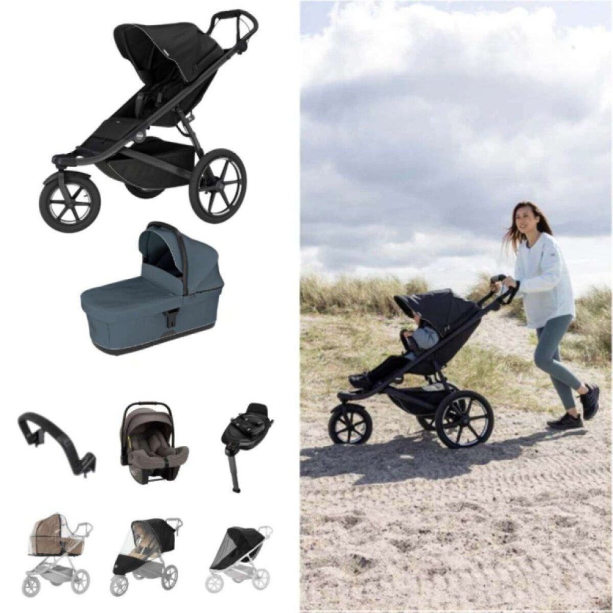 THULE Urban Glide 3 Kočárek trojkombinace Set D - Black/Dark Slate