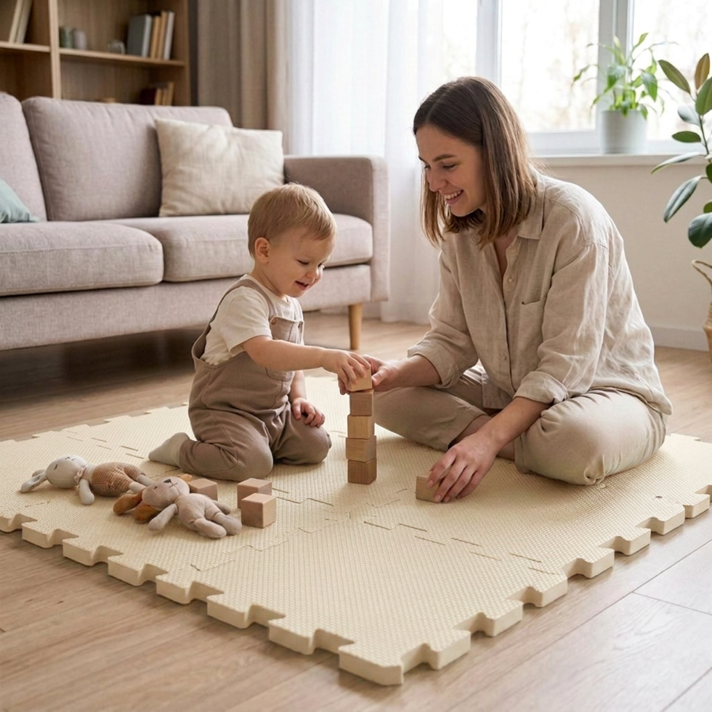 NIDO NIDO Pěnová hrací podložka Puzzle 9ks Ivory White
