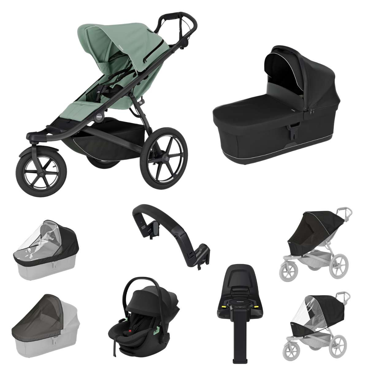 THULE Urban Glide 3 Kočárek trojkombinace Set C - Mist Green