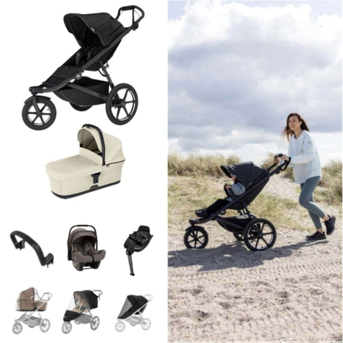 THULE Urban Glide 3 Kočárek trojkombinace Set D - Black/Beige